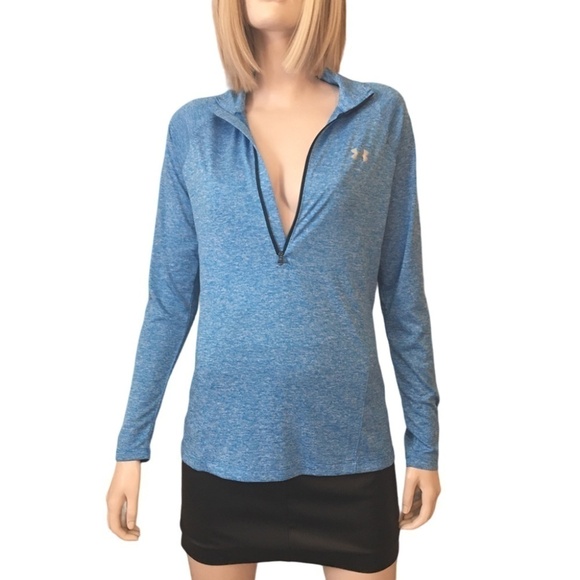 Under Armour Top Heat Gear Half Β½ Zip Front Pullover Shirt Active Wear Jacket - Picture 8 of 16